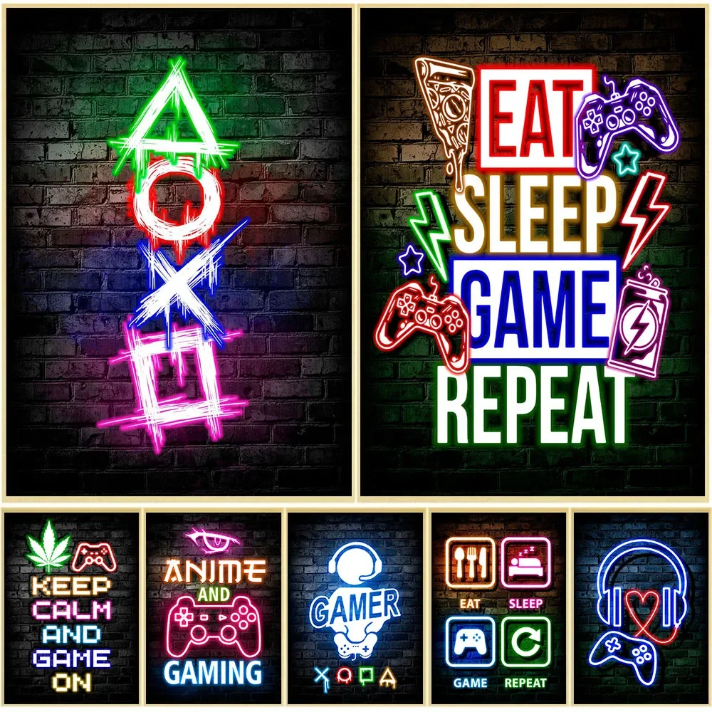 Игровые неоновые постеры «Ешь, – обзор и цена Gaming Accessories Decor